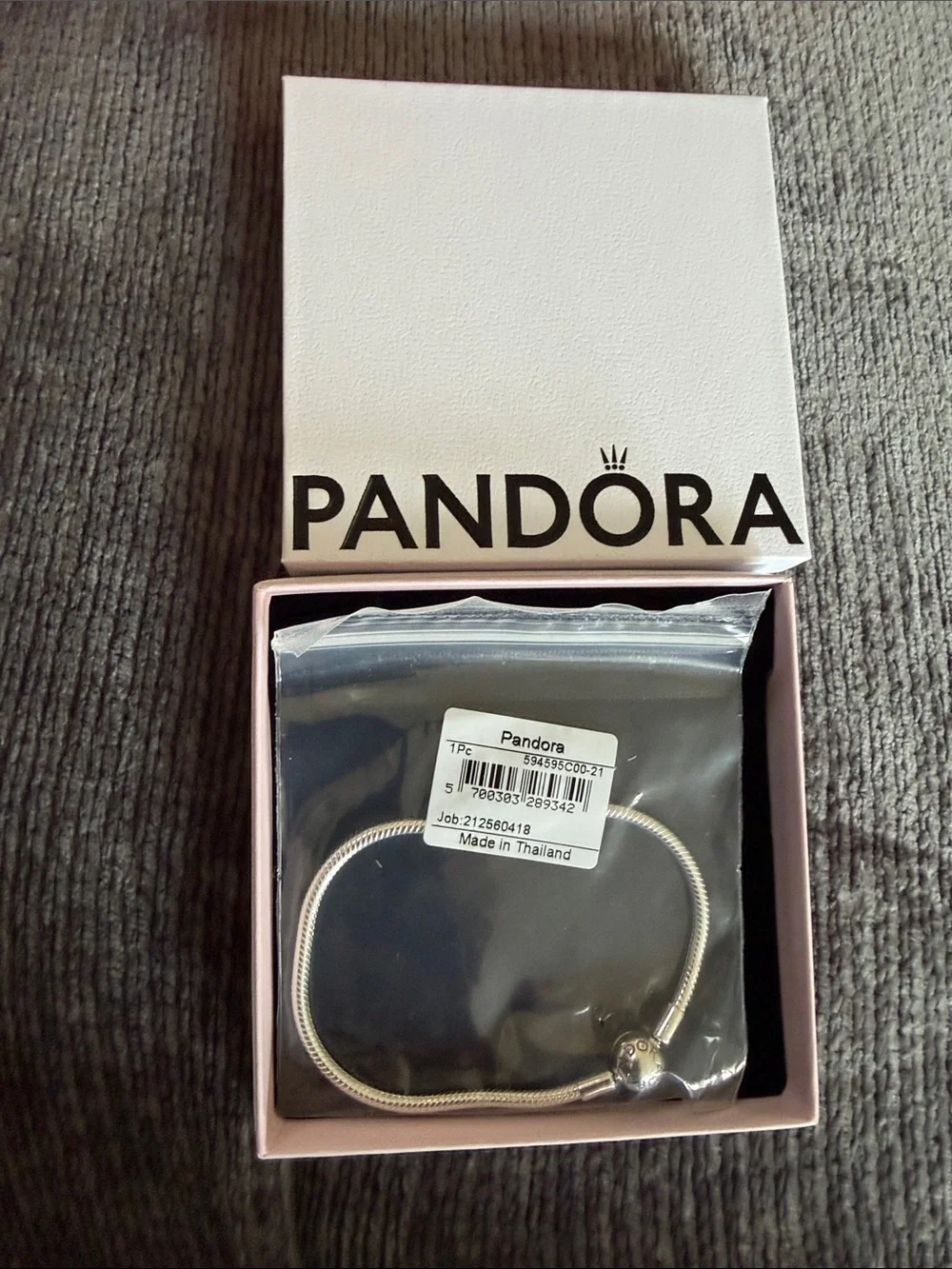 Pandora silver snake chain bracelet with logo clasp